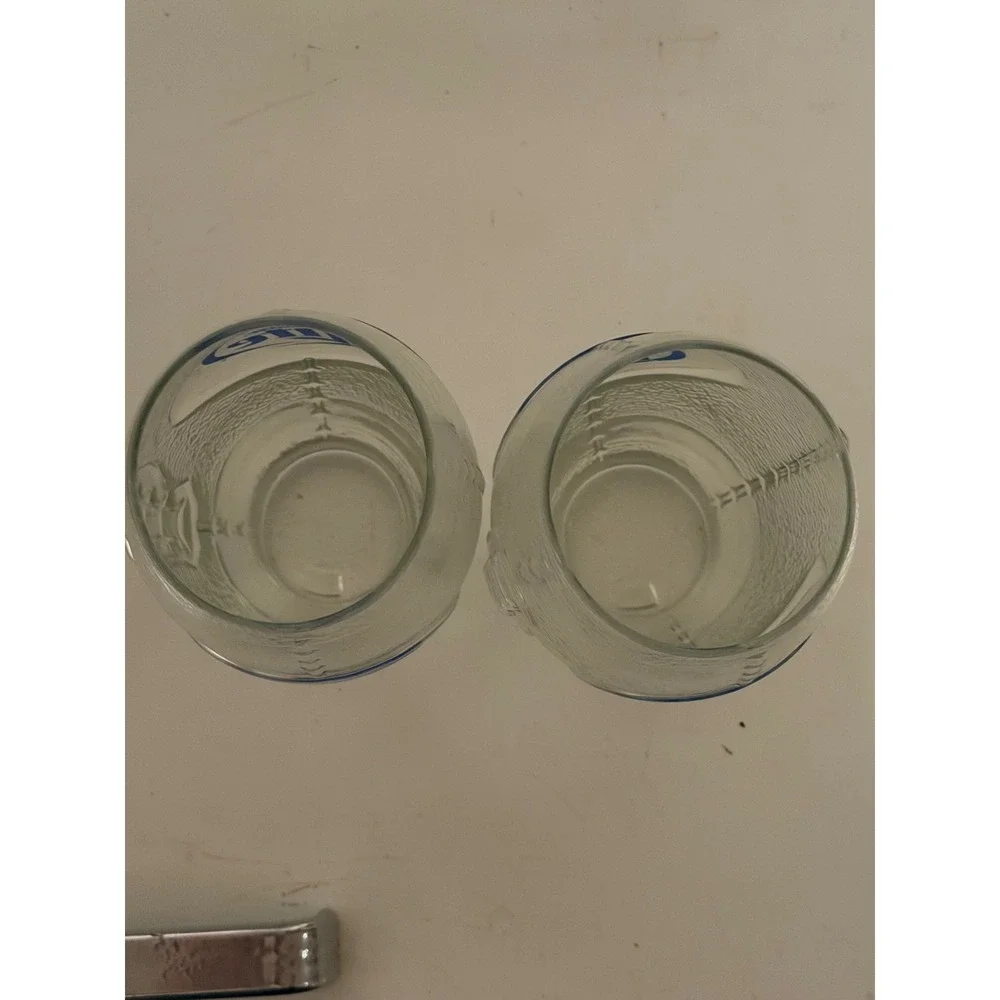Miller Lite Football Shaped Beer Glasses Set of 2 Textured Clear Glass Barware